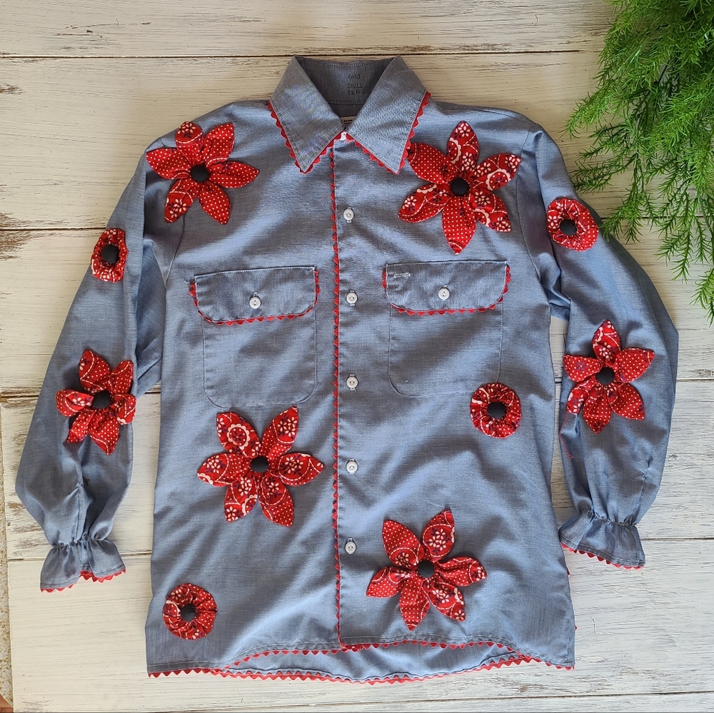 Vintage Big Mac Patchwork Small Top With Flower B… - image 6